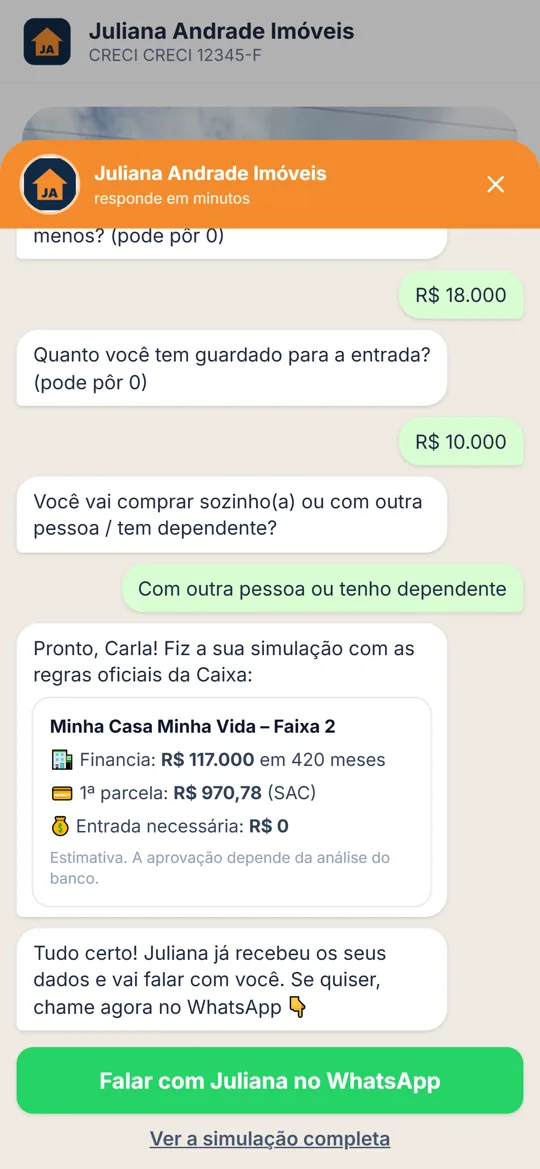 Tela: Chatbot que simula sozinho