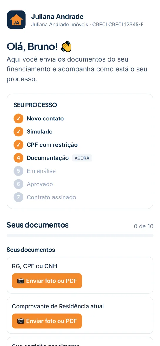 Tela: Portal de documentos do cliente